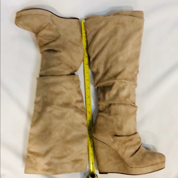 Vanessa Over the Knee Suede Wedge Boots - Picture 7 of 8